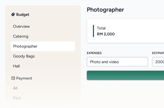 Budget list tool