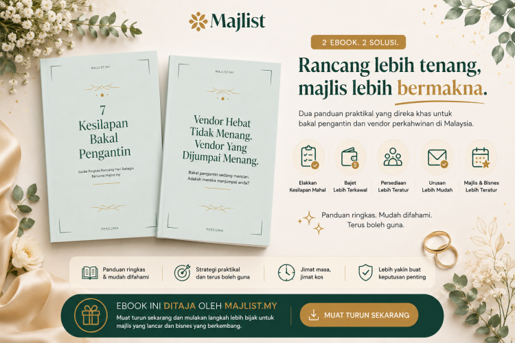 💍 Dua Ebook Yang Patut Dimiliki Setiap Bakal Pengantin Sebelum Merancang Majlis dan Vendor Majlis Perkahwinan. Jimat Bajet, Kurangkan Stres &amp; Elakkan Penyesalan.