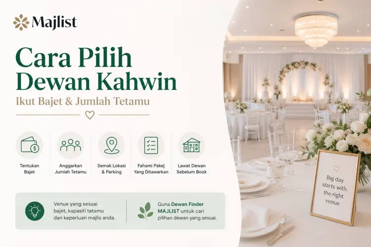 Cara Pilih Dewan Kahwin Ikut Bajet & Jumlah Tetamu